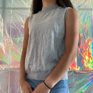 Uniqlo Grey Mock Neck Sweater Vest Tank